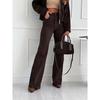 Jeans Donna Skinny Trendy Marrone Scuro – Alta Elasticità, Stile Europeo/Americano, Pantaloni in Denim Casual Micro-Svasati per il 2026.