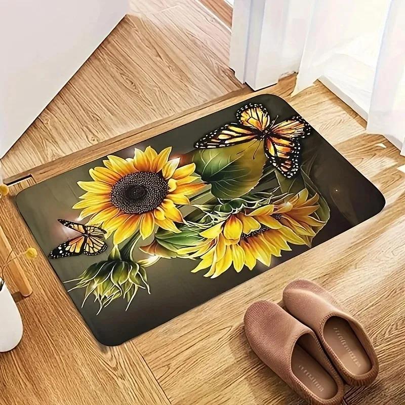 1PC Cute Cats Pattern Door Mats Kitchen Rugs Non-Slip Pop Design Living Room Rugs Bath Mat Carpet for Home Sink Laundry Decor