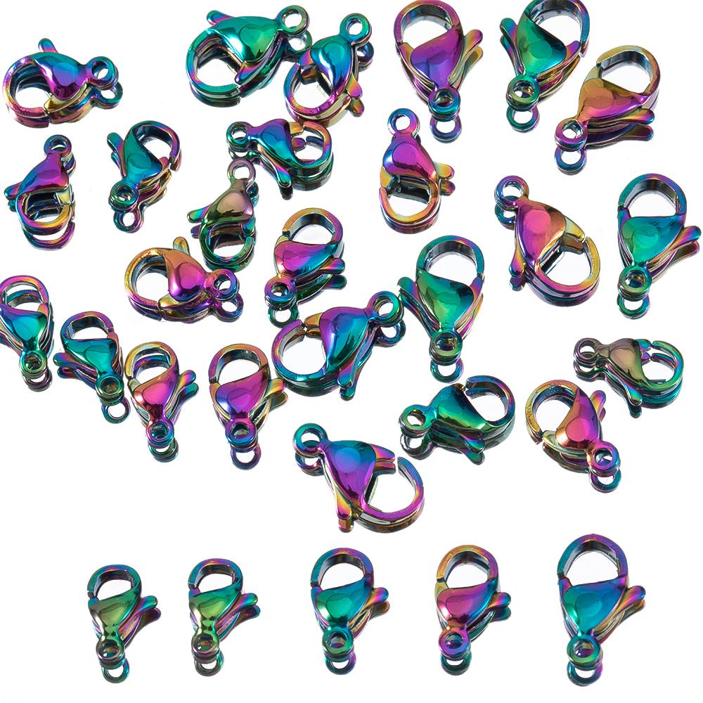 20Pcs 9mm 10mm 12mm Multi Color Lobster Clasps Stainless Steel Claw Chain Connectors for Bracelets Necklace DIY Jewelry Findings