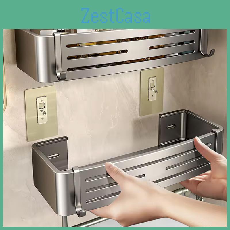 Drill No To Need Walls For Installation Aluminum Bathroom Shelf Shelves Shampoo Rack Storage Holder Kitchen Organizer Wall Rack