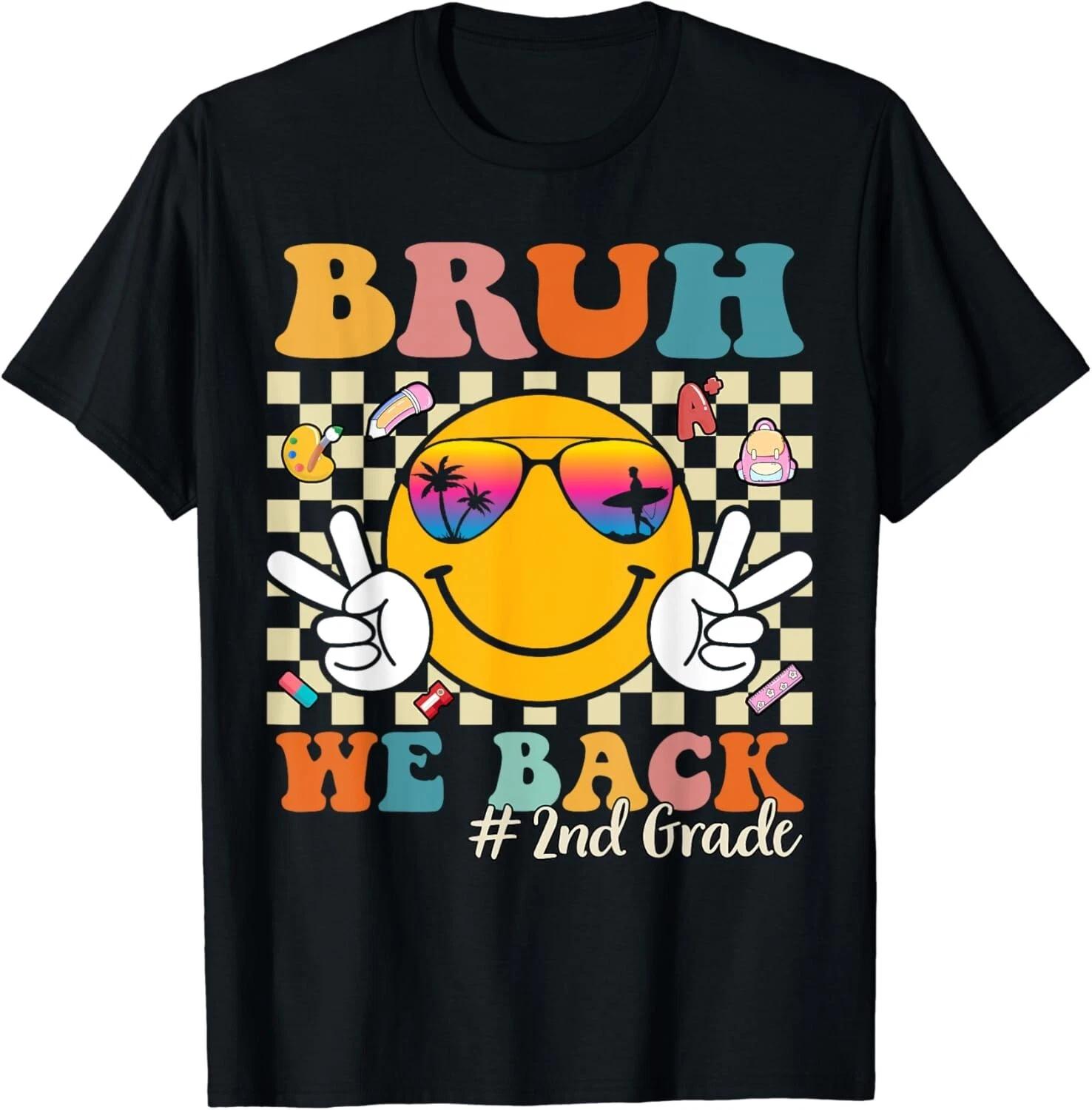 

Bruh We Back 2nd Grade Retro Back to School Boys Girls Gift Unisex T-Shirt XL