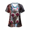 Womens V-Neck Short Sleeve T-Shirt With 3D Print Design Lightweight Breathable Casual Daily Wear