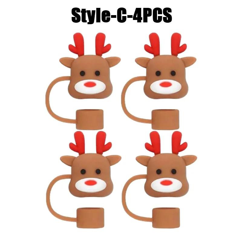 1-100PCSChristmasStraw DustCap 10mm Glass Straw Stopper Universal Water Bottle Reusable Cup Cover Accessories Holiday Party Gift