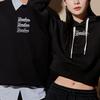 MLB Base Logo Sweatshirts Unisex Black Crew Neck Moderate Regular 3AMTB0521-50BKS