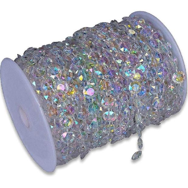SKY CANDYBAR 99FT DIY Garland Diamond Acrylic Crystal Beads Strand Shimmer Wedding Decorations Party Decoration Crafting Projects (Iridescent)