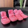 4Pcs/Set Portable Anti-slip Dog Shoes Waterproof Adjustable Pet Boots Breathable Wear Resistant Dog Foot Cover Autumn Winter