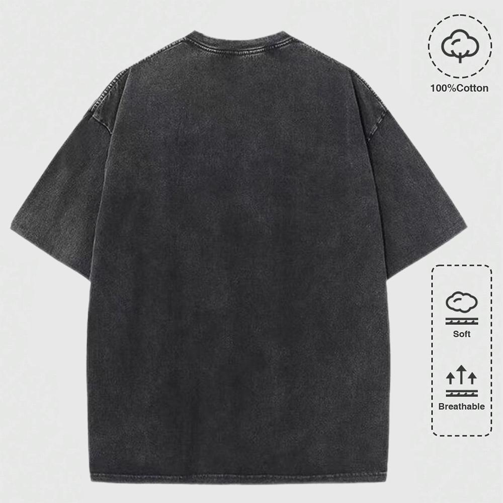 Tokyo Japan Crane Waves Prints Washed TShirts Womens Cotton Oversize T Shirt Summer ONeck Short Sleeve Tops Casual Clothes