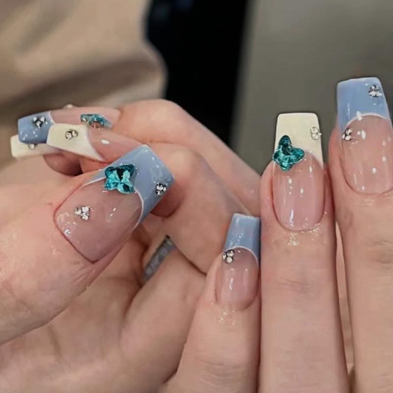 Blue Butterfly Rhinestone Nail Stickers for Girls - Mix & Match Style
