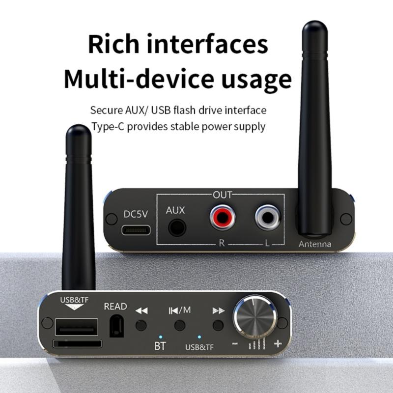 Compactly Wireless Bluetooth-compatible 5.4 Audios Receiver Adapter For Car Home Use Auxs Output USB TF Card Playbacks