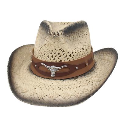 Cross-Border Western Cowboy Hat Outdoor Beach Sun Hat European And American Hot-Selling Cowboy Top Hat Hollow Warped Edge Sun Hat