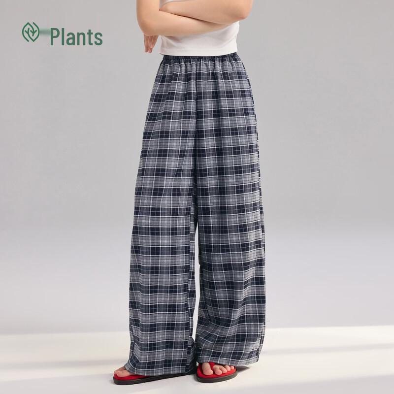 Kids' Summer Casual Plaid Straight-Leg Pants