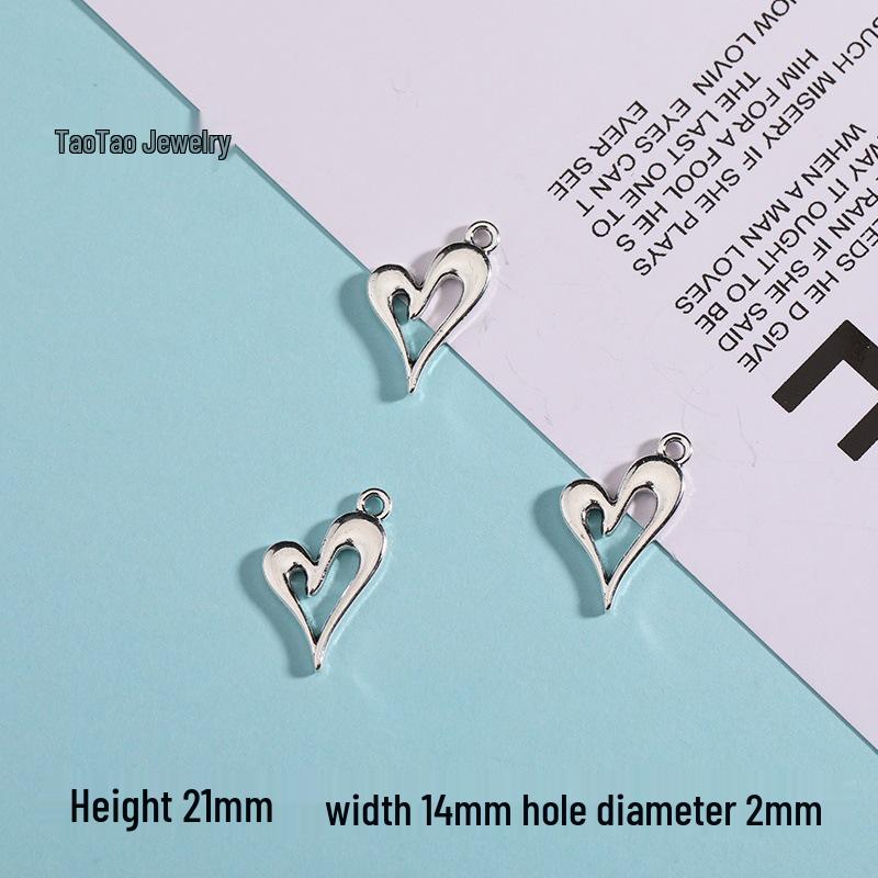 Love Heart Pendant Charm Alloy Jewelry for DIY Bracelets & Necklaces