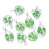 5pcs Green Lucky Four Leaf Clover Pendant Handmade Glass Dry Flower Four Leaf Clover Ornament DIY Necklace Craft Jewelry Making