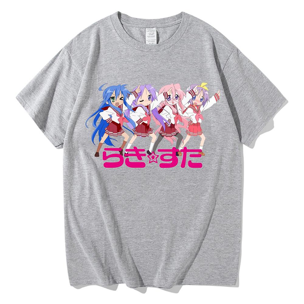 Anime Lucky Star Konata T-Shirt Cartoon Männer/Frauen Ästhetik Vintage Auto T-Shirt Unisex Manga Print Oversize Tops Baumwoll-T-Shirt