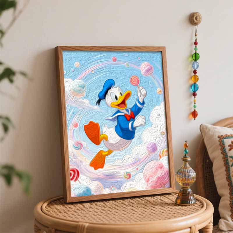 Disney Digital Oil Painting Art Kit Donald Duck Lollipop Clouds Handmade Coloring Painting Home Decor