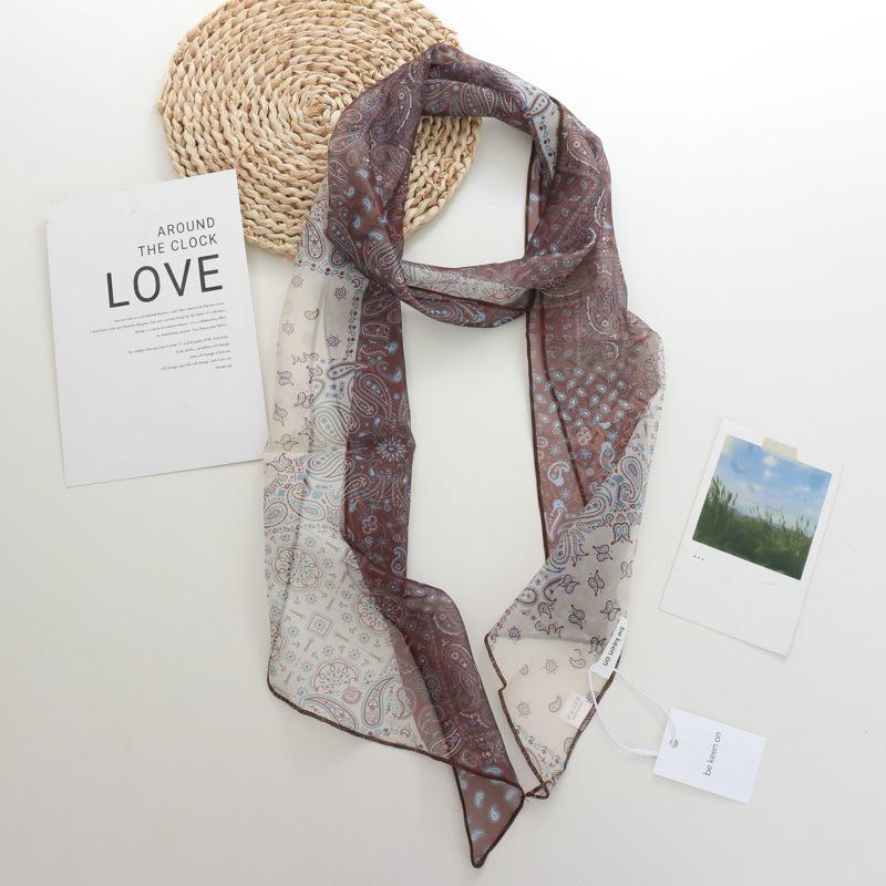 2025 Nische Persönlichkeit Colorblock Seidenschal: Vielseitiges und modisches dünnes Krawattenband-Accessoire für Damen