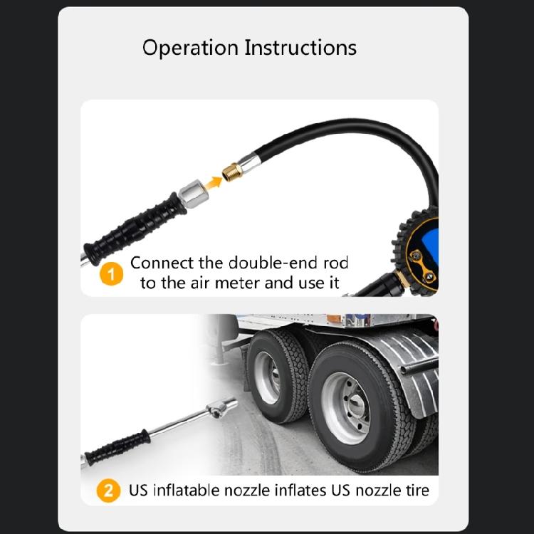 Car Truck Bus Tractors Deflator Valve Dual-Air Tire Chuck Head Tire Inflator Rod