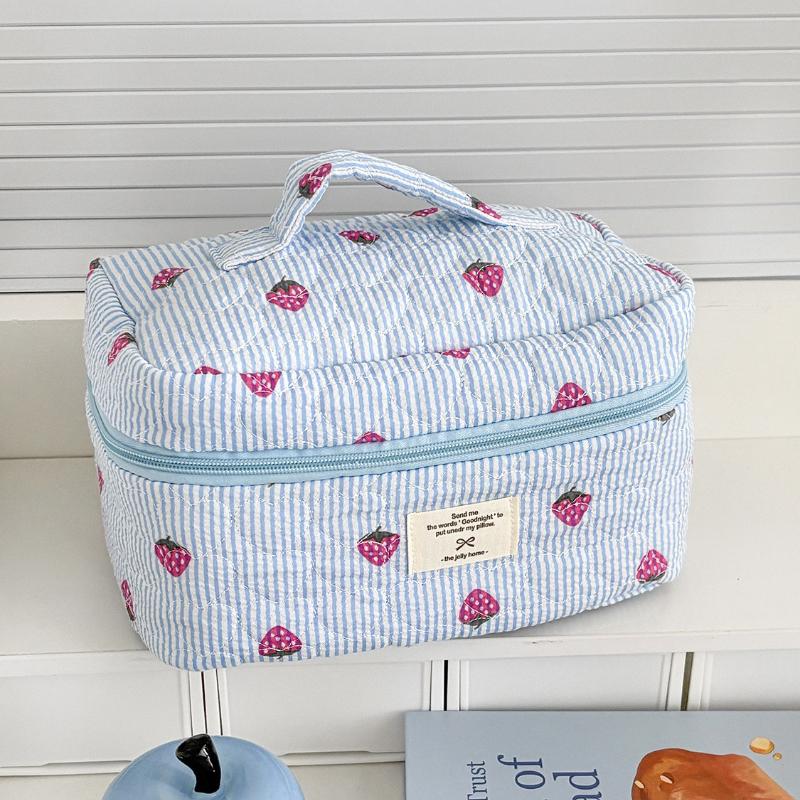 Cute Corduroy Heart Cosmetic Bags for Women Large Capacity Makeup Bag Travel Organizer