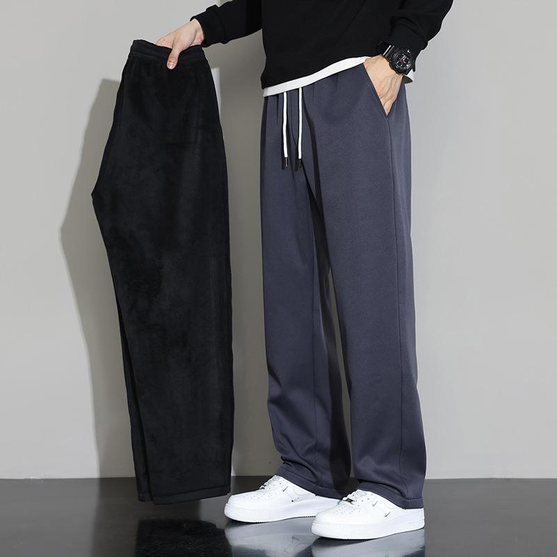 Spring and Autumn Casual Couple Sweatpants Men's Winter Fleece Loose Straight Sports Wide Leg Summer Boys Thin Pants