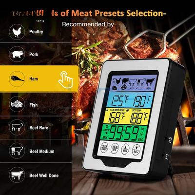LCD dotykový displej s podsvícením, duální sondy, digitální kuchyňský vařící potravinový BBQ masový teploměr pro kuchyňskou troubu s funkcí alarmu