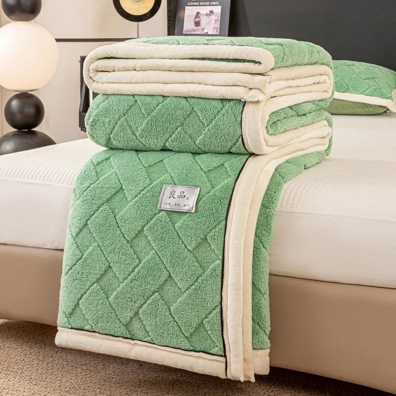 Modern And Simple Rabbit Hair Velvet Blanket Season Universal TMilk Coral Velvet Cover Blankethick Warm Office Nap Sofa Blanket