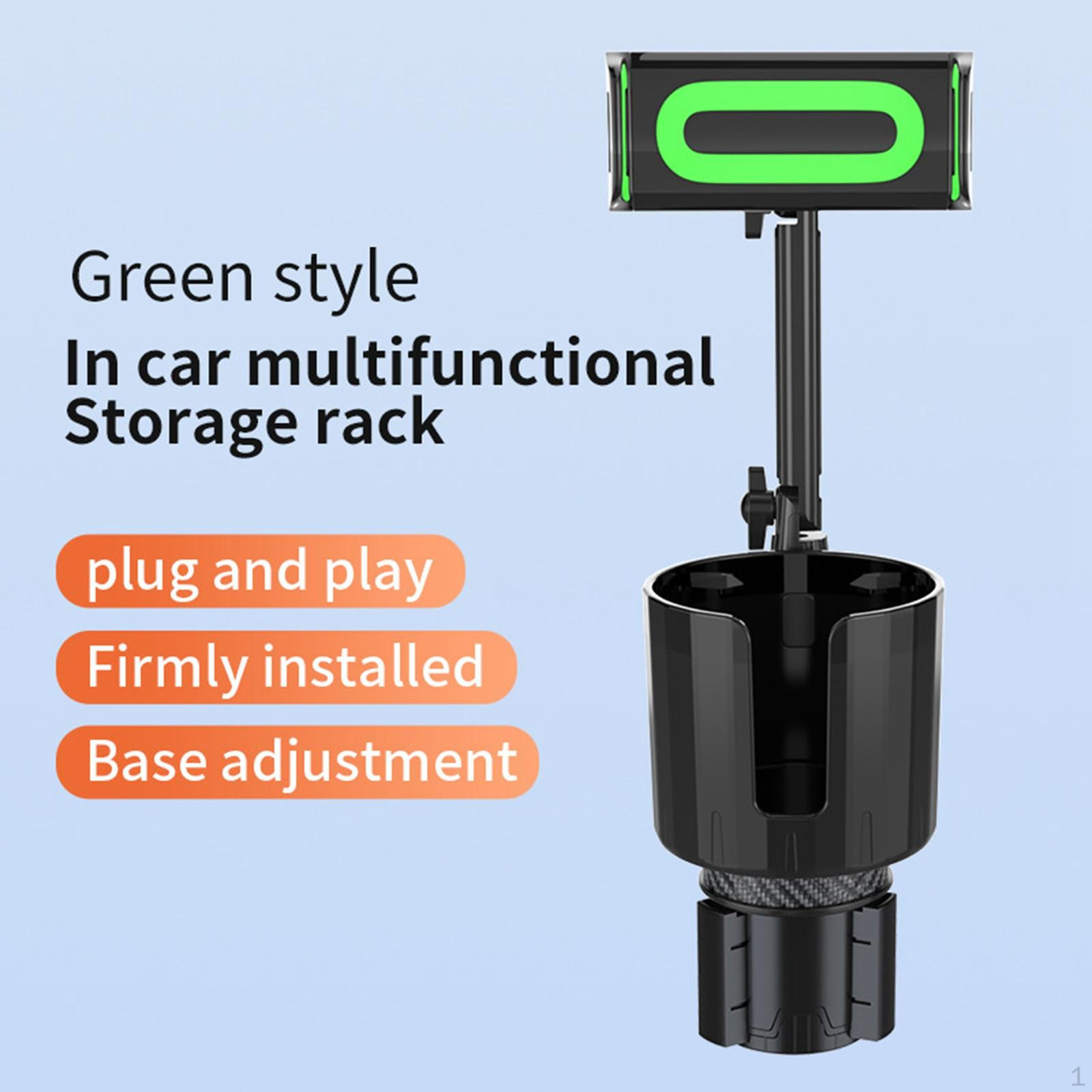 

2 в 1 автомобильный подстаканник с расширителем и креплением для телефона, крепление для автомобиля, автомобильный зелёный