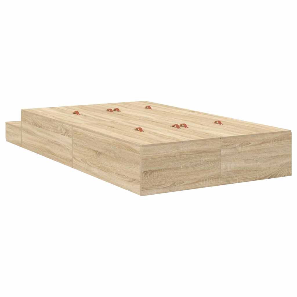 Storage Bed Frame Sonoma Oak 120 cm Wood Based Material
