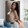 Vintage Metal Wall Art Sign with Elegant Female Portrait, Minimalist Durable Poster for Home Decor
