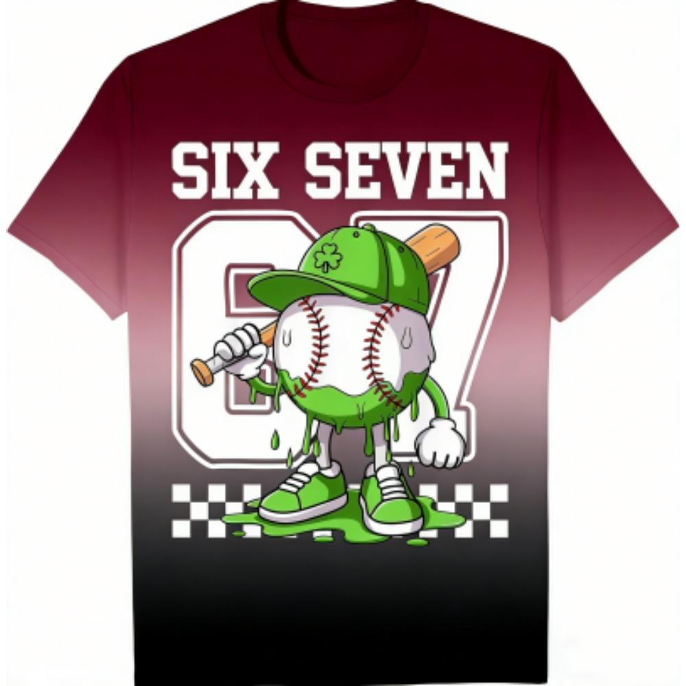 

Fashion Men s T-Shirt Fun 67 Six Seven Print Men s and Women s Summer Short Sleeve Round Neck Casual Top Outdoor Men s Clothing XXS