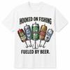 Funny Fishing Beer Shirt Hooked On Fishing Fueled By Beer Fisherman T-Shirt