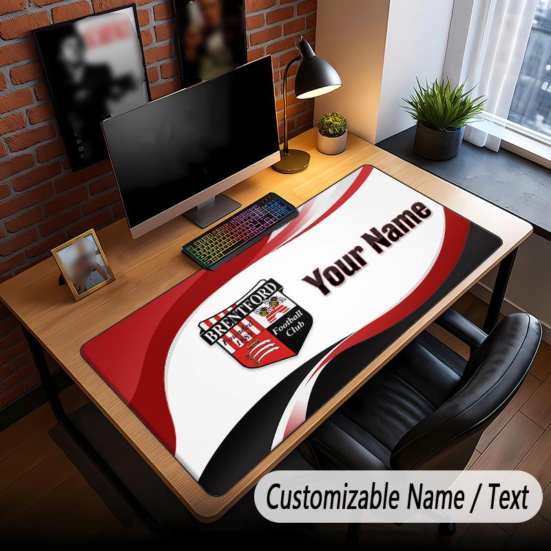 Large Mouse Pad Brentford Football Print Custom Name Text Desk Mat for Office Gaming