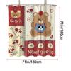 1Pc Cute Bear Printed Waterproof Shower Bathe Partition Privacy Hanging Curtain With 12 Hooks Multiple Size  Machine Washable