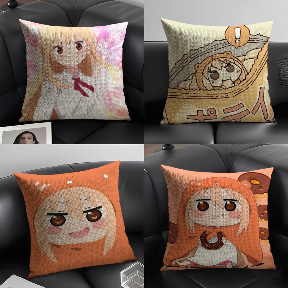 Cute U-umaru D-doma Anime Pillow Case Natural Linen Double-Sided Printing Sofa Home Decor Cushion Cover