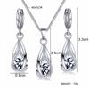 Ensemble Collier Boucles d'Oreilles 3 pièces Dames Luxe Léger Vent Alliage de Cuivre Pendentif Pierre Cristal Noir Section Clip d'Oreille Combinaison Bijoux