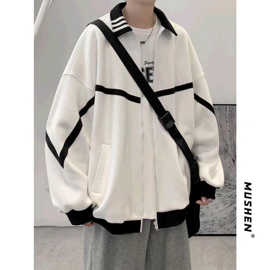2022 New Korean Style Men's Casual Loose Baseball Jacket - Spring & Autumn Trendy Hong Kong Style.