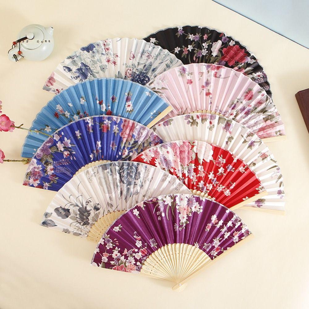 

Portable Ink Folding Fan Photography Props Vintage Folding Fan Fashion Ancient Hand Fan