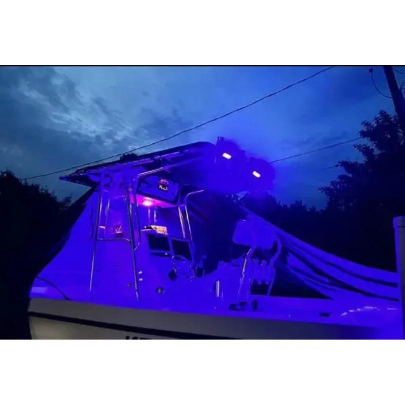 LED Work Light Marine, 18W Dual Color White Blue, 316 Stainless Steel Brackets, Boat Searchlight, for Yacht Truck Offroad, 12V