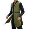 Men's Renaissance Ranger Costume Hooded Surcoat Medieval Knight Sleeveless Viking Holloween Cloak