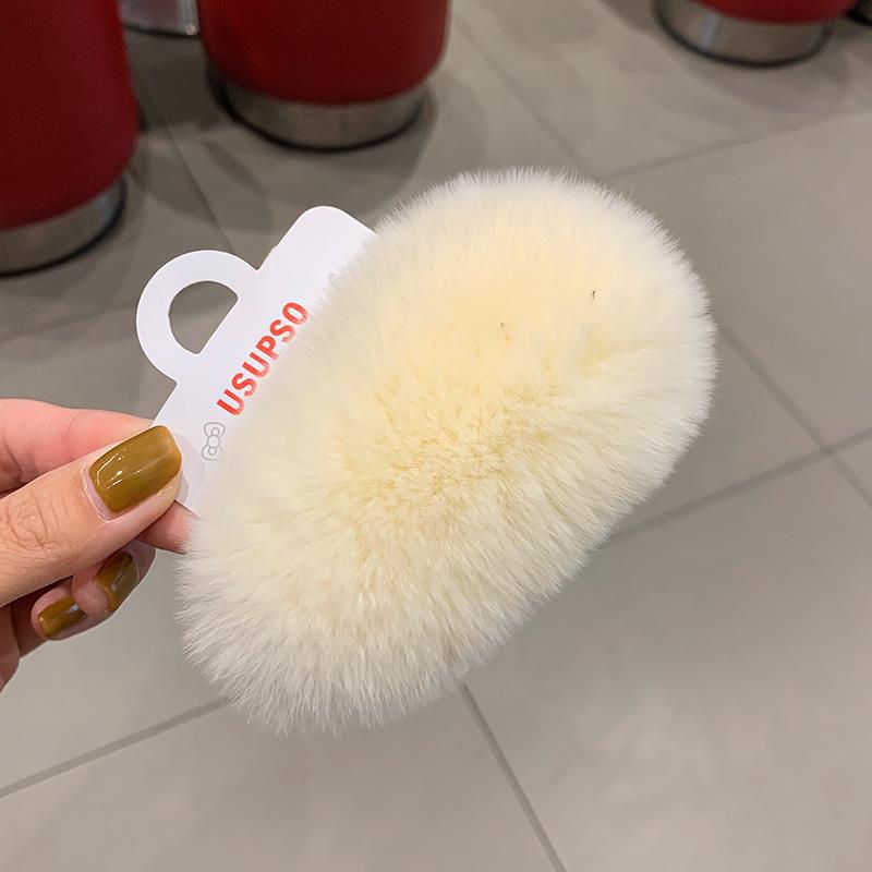 Autumn and Winter Clip Furry Hairpin Korean Super Fairy Plush Hair Accessories Rex Rabbit Fur Super Cute Fur BB Side Clip