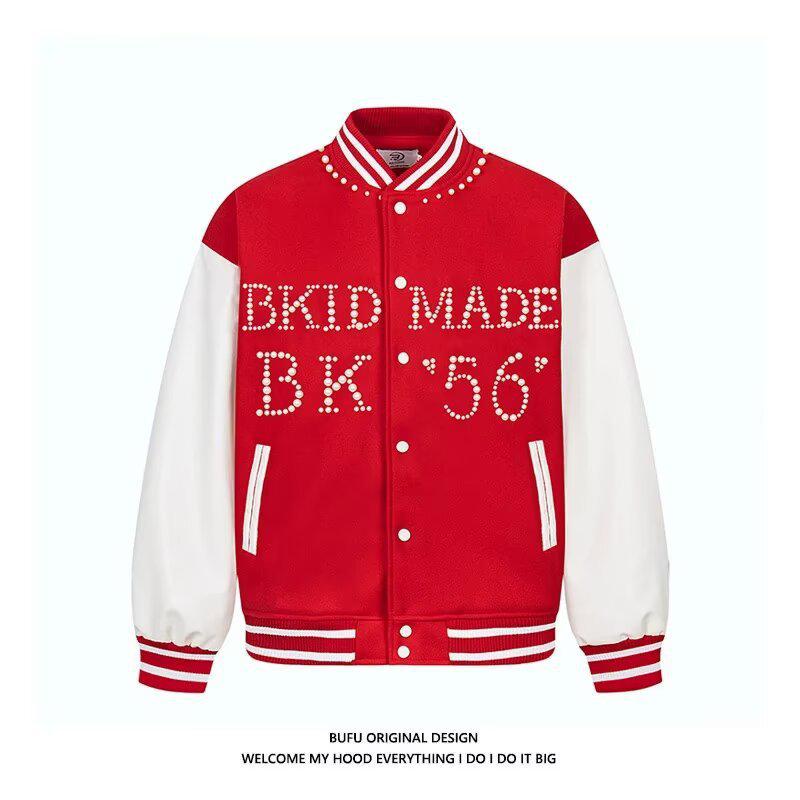 Women's Niche Trend Loose Red Baseball Jacket - Spring 2025 Design