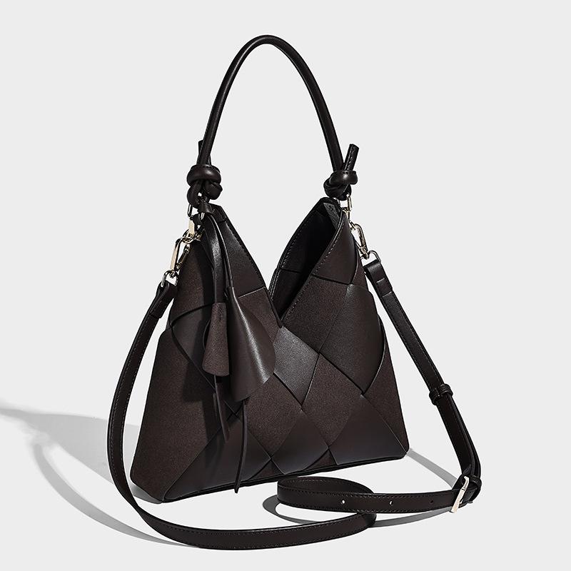 Handwoven Patchwork Bag Large Capacity Commuter Bucket Bag 2025 New Style High-end Versatile Shoulder Crossbody Bag