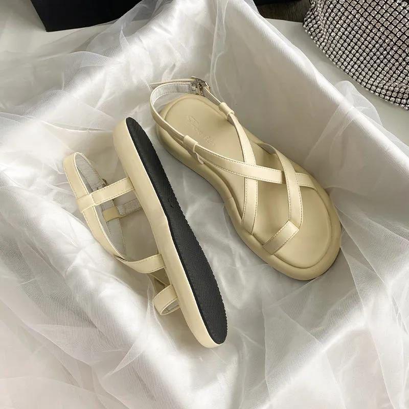 2025 Summer Trendy Fairy Toe Post Chunky Sandals Women's Non-Slip Soft Sole Stylish Roman Platforms