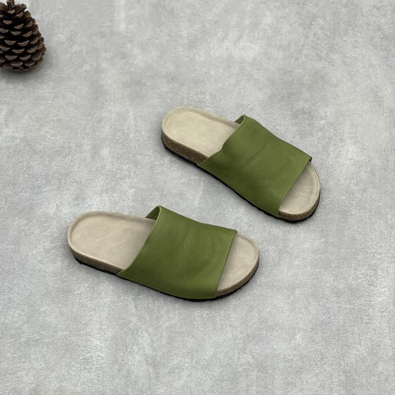 Fashion GKTINOO Retro Handmade Genuine Leather Peep Toe Slippers Summer 2025 New Lightweight Cowhide Women's Slip-on Shoes
