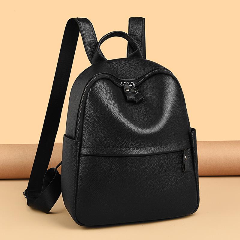 Damen vielseitiger Rucksack aus echtem Leder - Oberste Schicht Rindsleder, Großes Fassungsvermögen, Unifarben, Modische Reisetasche (Modell 2025)