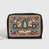 Bohemian Style PU Zipper Card Holder & Coin Purse with Butterfly and Flower Design