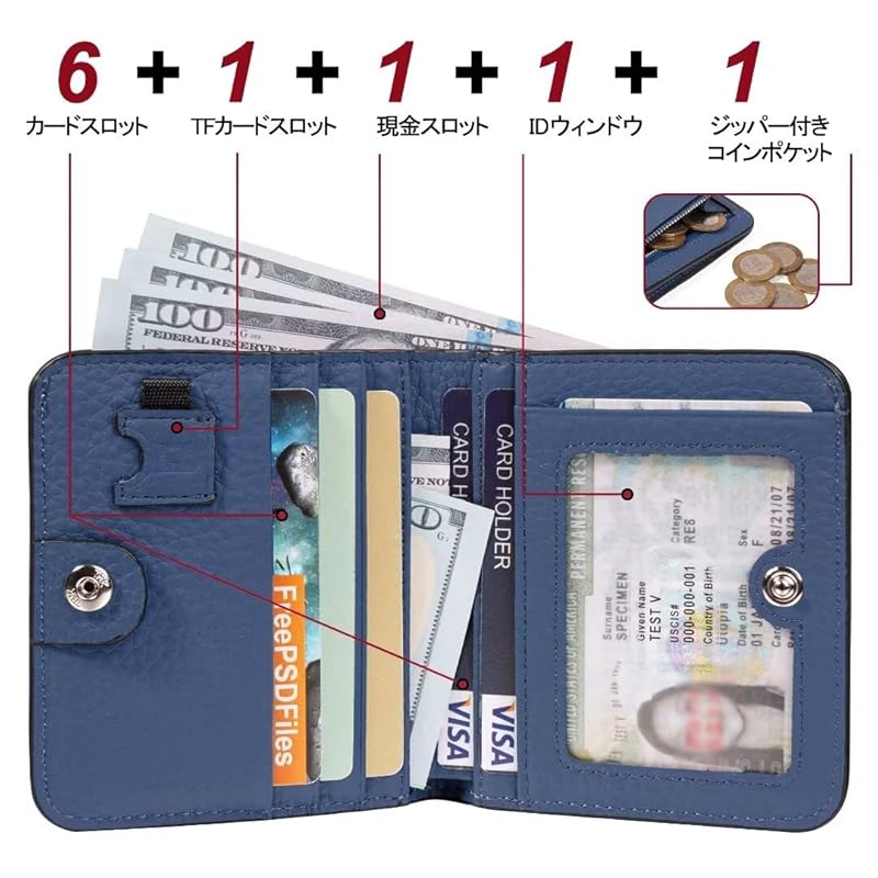 [GADIEMKENSD] Damen Bifold Kartenetui Herren Kompakte und leichte Faltgeldbörse Dünne Mini-Geldbörse Süße Geldscheinklammer Münzleder-Geldbörse RFID-Blockierung Reise