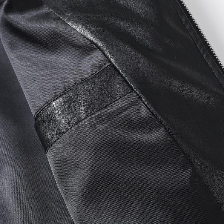 Du Jiabang Herren Jacke mit Stehkragen aus Kunstleder - Herbst/Winter, Schlanke Passform, Reißverschluss, Unifarben, Trendiger Business-Stil.