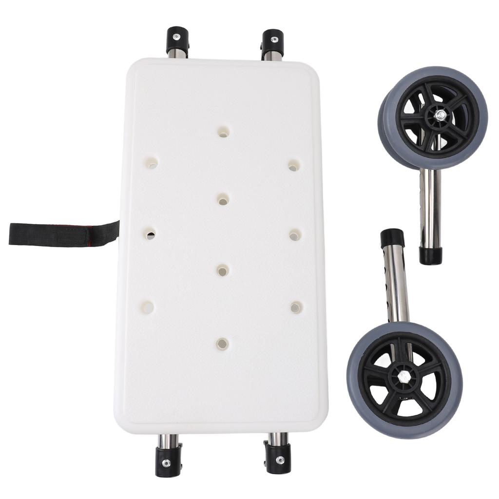 Elderly Walker White Bath Board 1 Pair Gray Double Wheel 6 Adjustable Height Walking Aid Accessory