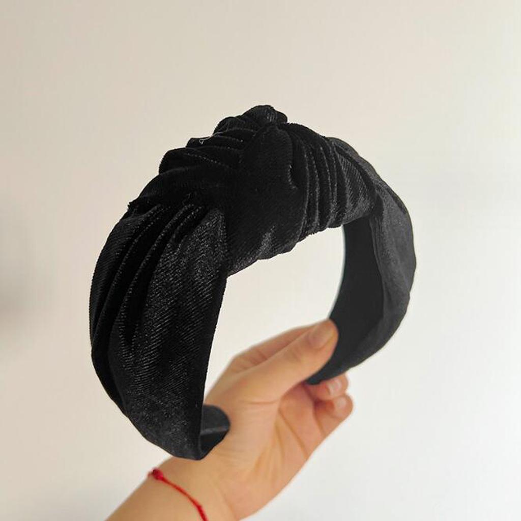 PROLY New Fashion Hairband For Women Solid Color Wide Side Headband Warm Canary Velvet Turban Winter Hair Accessories