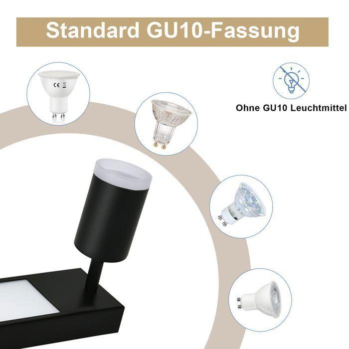 Plafonnier spot LED - NETTLIFE - Spot de Plafond 2 ampoules - Noir - GU10 20W 3000K - Orientable 350°